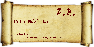 Pete Márta névjegykártya