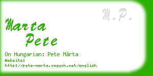 marta pete business card